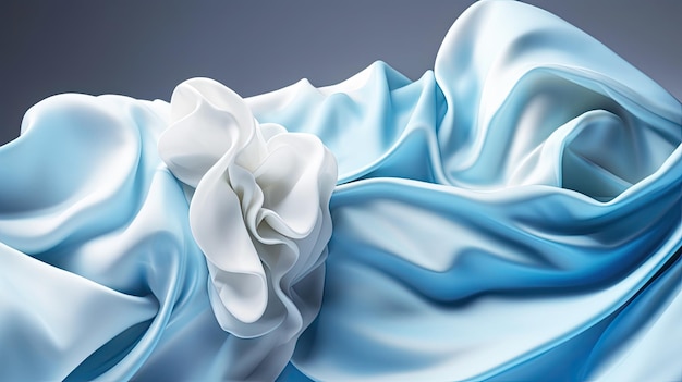 Abstract Background with 3D Wave Gradient Silk Fabric Generative AI