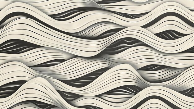 写真 3d レンダリングの黒と白の色の波のパターンで抽象的な背景