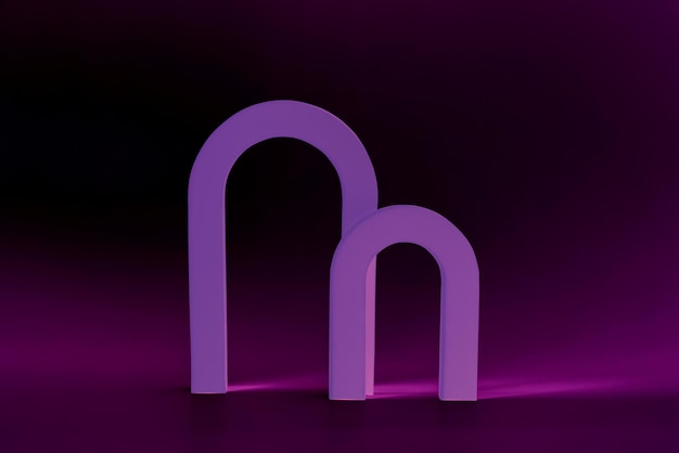 Abstract background with arch in neon light for product presentation Modern scene for cosmetic products presentation