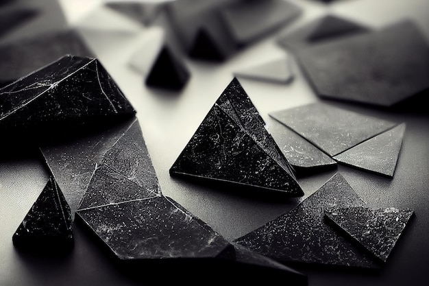 Абстрактный фон с рисунком зерна черного углеродного кристалла 3D иллюстрация в стиле
