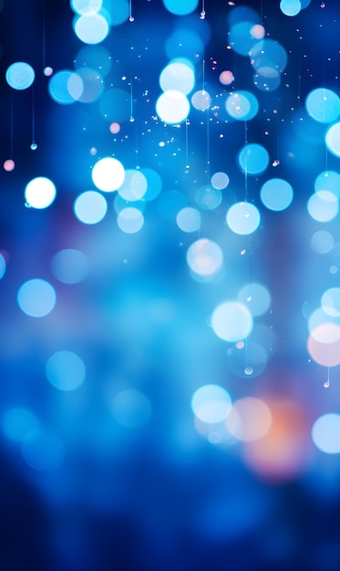 Abstract background with blue bokeh lights