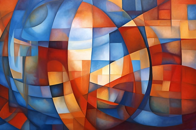 Foto sfondio astratto con forme geometriche blu-arancione e rosse