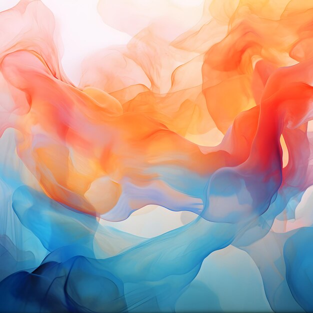 abstract background with blue orange and red ink in water