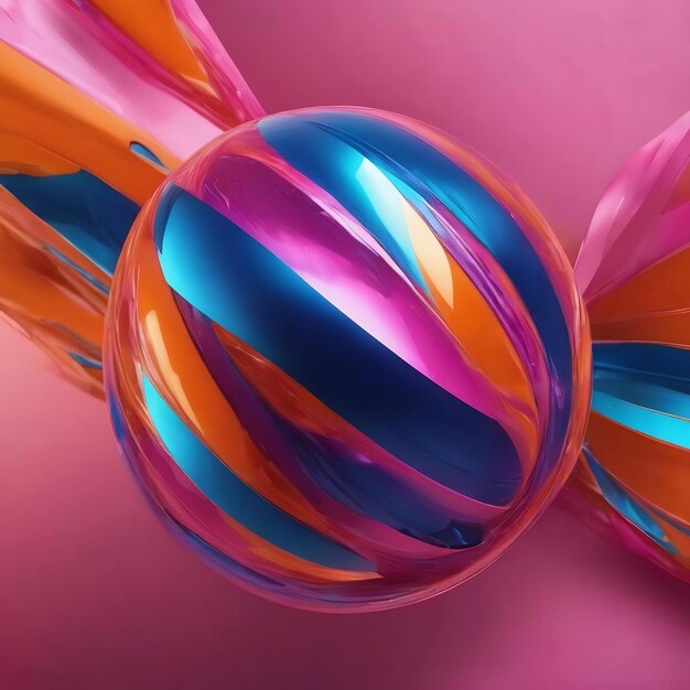 Abstract background with blue pink and orange sphere