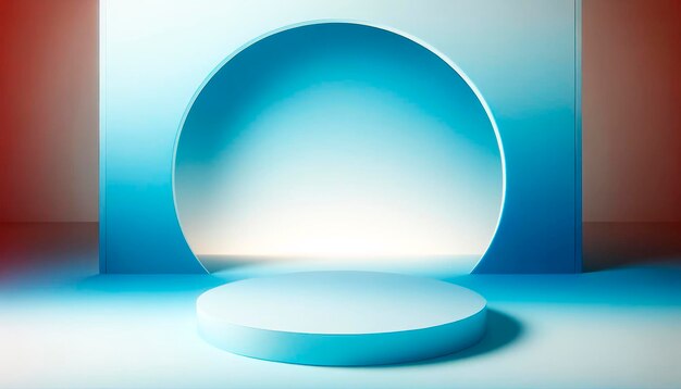 Abstract background with blue round podium Mock up Generative AI