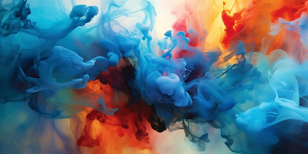 Abstract background with blue smoke swirls Watercolor ink paint cloud Generative AI