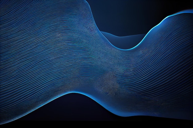 Abstract background with blue wavy lines generative ai