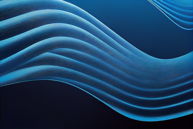 Abstract background with blue wavy lines generative ai