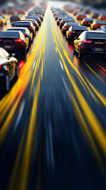 Abstract background with blurred traffic on the road Generative AI