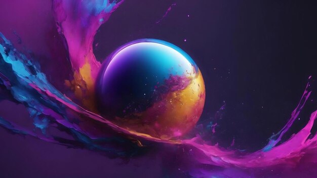 Abstract background with bright blue and purple sphere