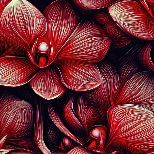 Abstract background with bright red orchidea as wallpaper Ai generated