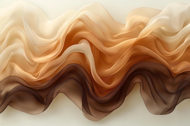 Abstract background with brown and beige waves beautiful satin texture backdrop 3d render