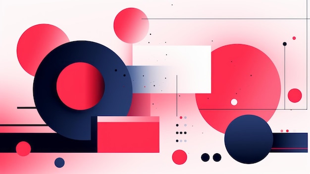 Abstract background with circles and shapes in red pink and blue