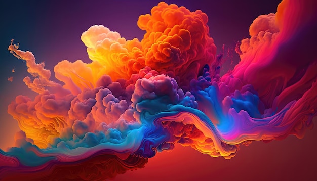 Abstract background with a colorful clouds of liquid ink