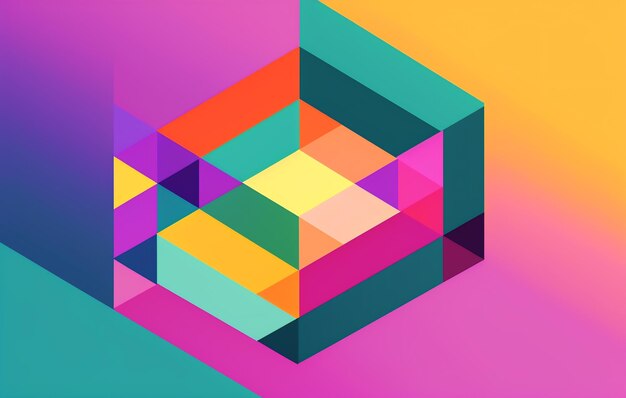 Abstract background with colorful geometric shapesIllustration for your design Generative AI