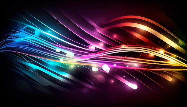 Abstract background with colorful glowing light and light trails Generative AI