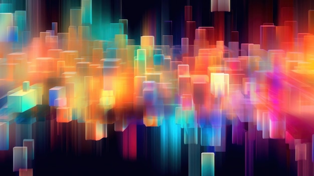 Abstract background with colorful lights and squares Illustration AI GenerativexA