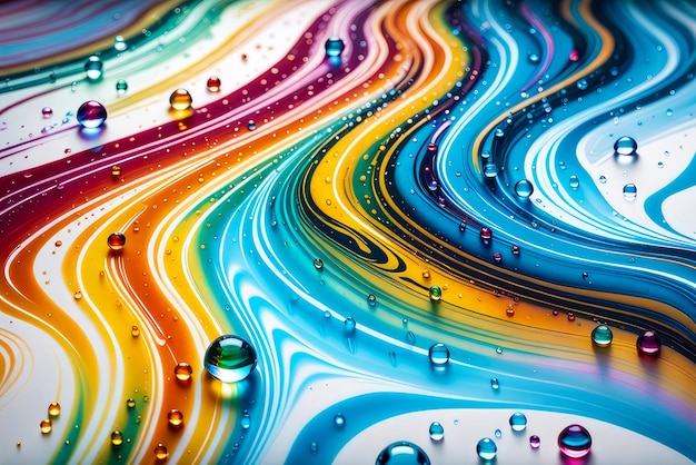 Abstract background with colorful marble and water drops