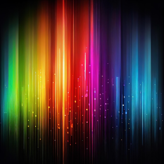 Abstract background with colorful spectrum on black Generative Ai