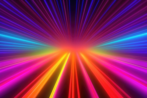 Abstract background with colorful spectrum Bright neon rays and glowing lines Generative AI