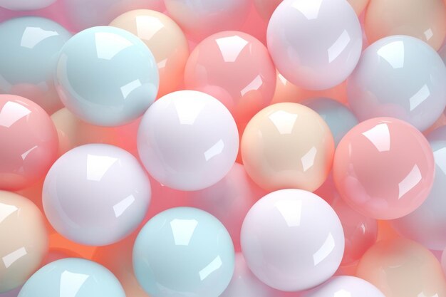 Abstract background with colorful spheres Minimalistic glossy balls in pastel colors Generative AI illustration