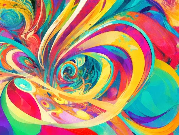 abstract background with colorful swirls and spirals in rainbow colors