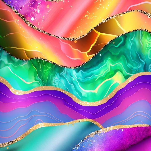 abstract background with colorful waves and glitters generative ai