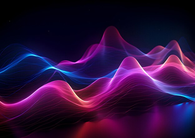 абстрактный фон с красочными волнами и огнями Генеративный AI