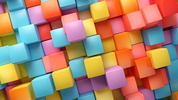 Abstract background with coloured cubes