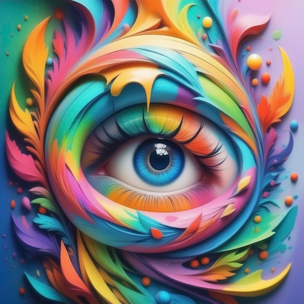 abstract background with colourful fractal elements eye of the colours