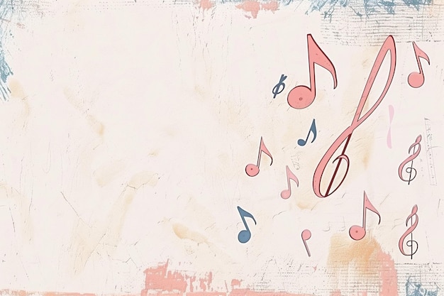 Abstract background with colourful music notes border