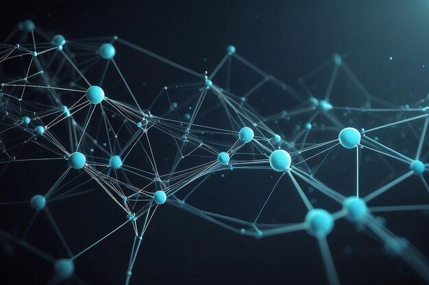 कनेक्टिंग डॉट्स और लाइनों के साथ सार बैकग्राउंड नेटवर्क कनेक्शन संरचना प्लेक्सस प्रभाव 3डी रेंडरिंग