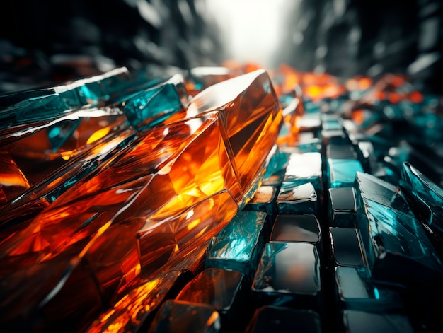 Abstract background with crystal blocks and reflections Generative AI