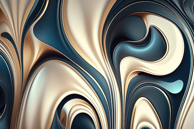 An abstract background with curved lines in shades of blue creating an illusion of movement and fluidity Generated by AI