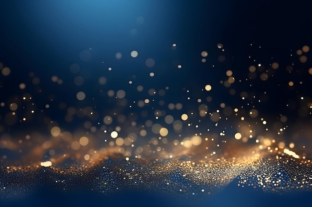 abstract background with Dark blue and gold particle Christmas Golden light shine particles bokeh o