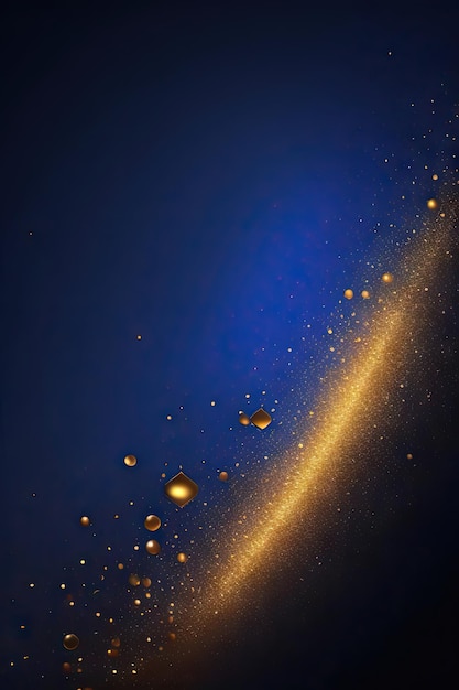 Абстрактный фон с темно-синими и золотыми частицами