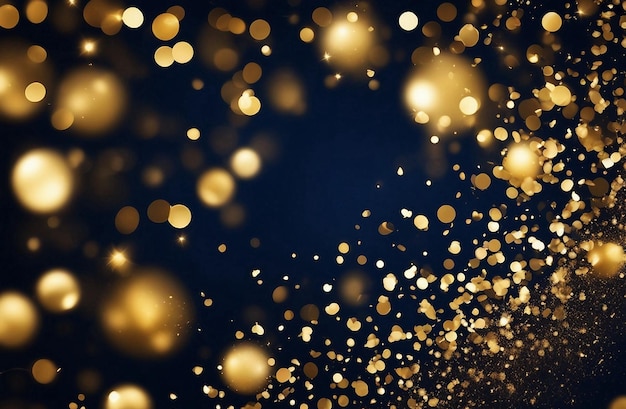 Abstract background with dark blue and gold particle