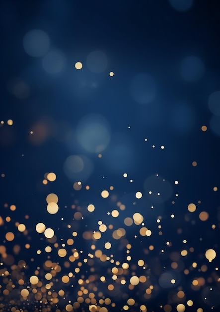 Abstract background with dark blue and gold particles for christmas banner