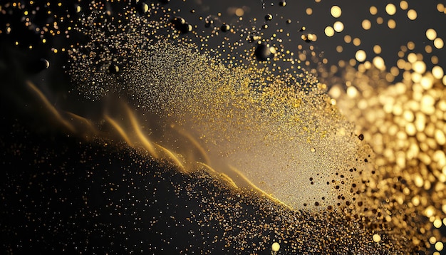 Abstract background with Dark blue and gold particles