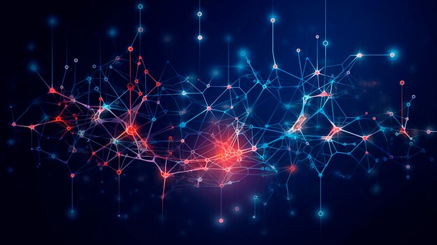 abstract background with data structure mind map organigram organization lines on virtual display for artificial intelligence information technology data flow generative ai