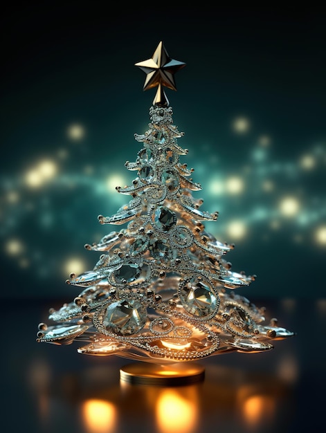 Foto sfondo astratto con gioielli decorativi albero di natale modello per biglietto di auguri con copia spazio per il testo ia generativa