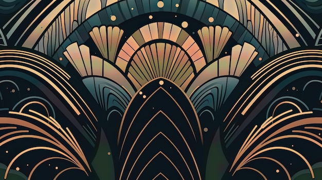 Abstract background with detailed 1950s art deco style vintage design