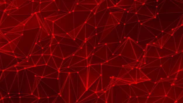 abstract background with a dynamic red dots and line wave animated background network connection dots and lines plexus 3d rendering 4k animation