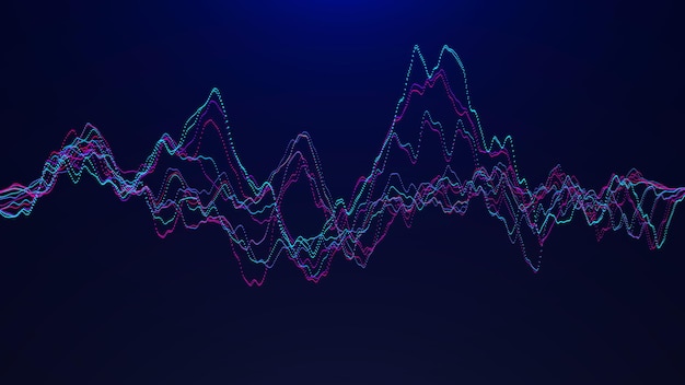 Абстрактный фон с динамическими волнами Визуализация больших данных Звуковая волна выравнивается