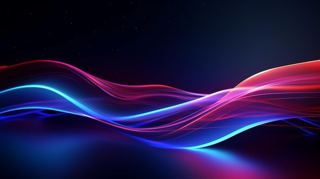 Abstract background with dynamic waves Futuristic technology style glowing wavy pattern of blue and red lines