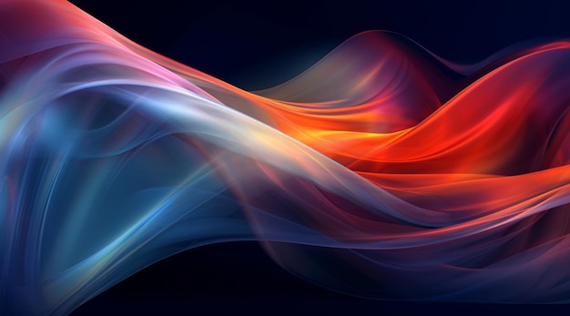 Abstract background with flowing fabric in red and blue colors generative ai