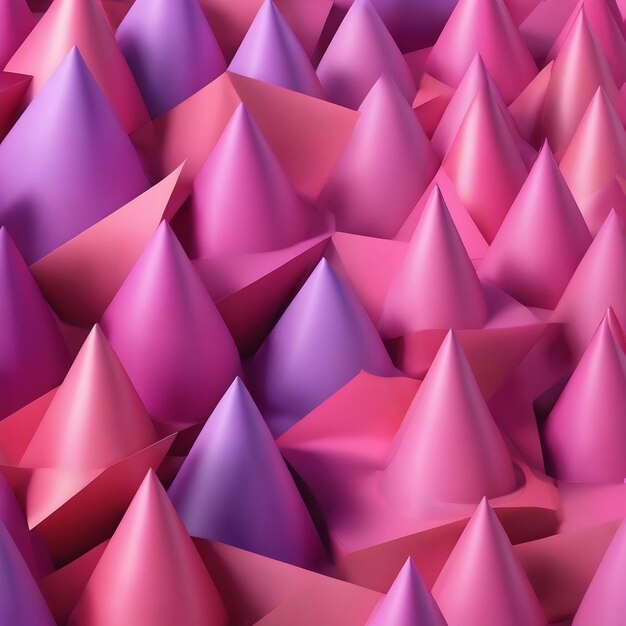 Abstract background with geometric cones in pastel colors 3d render matte pink purple figures with g