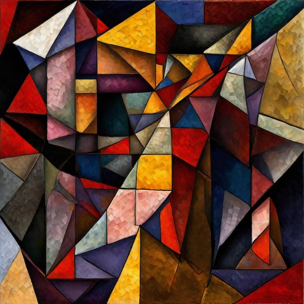 異なる色の幾何学的な要素三角形と線を備えた抽象的な背景