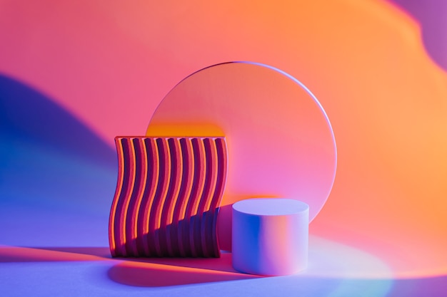 abstract background with geometric forms in bright color for product presentation.