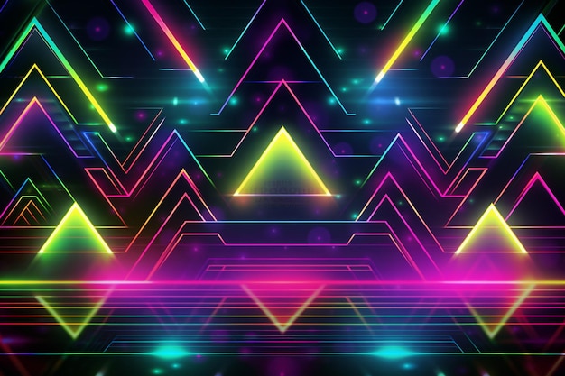 Abstract background with geometric neon shapes